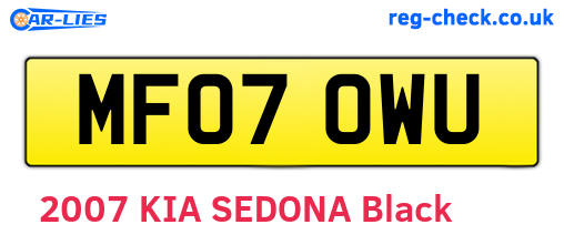 MF07OWU are the vehicle registration plates.