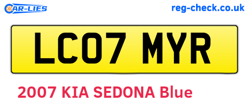 LC07MYR are the vehicle registration plates.