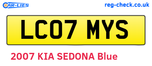 LC07MYS are the vehicle registration plates.