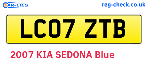 LC07ZTB are the vehicle registration plates.