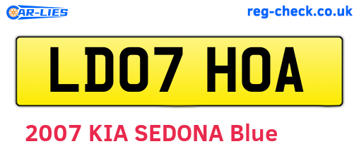 LD07HOA are the vehicle registration plates.