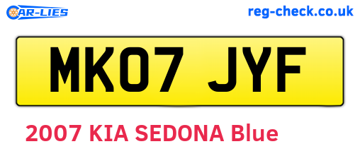 MK07JYF are the vehicle registration plates.