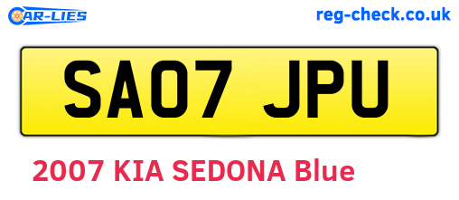 SA07JPU are the vehicle registration plates.