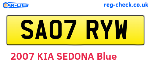 SA07RYW are the vehicle registration plates.