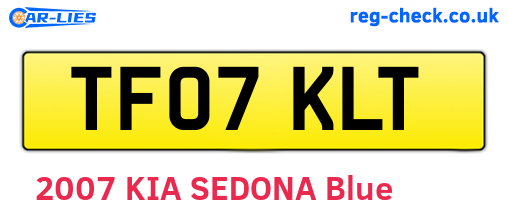 TF07KLT are the vehicle registration plates.