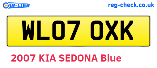 WL07OXK are the vehicle registration plates.
