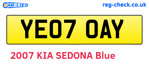 YE07OAY are the vehicle registration plates.