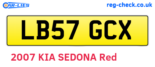 LB57GCX are the vehicle registration plates.
