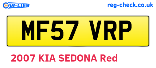 MF57VRP are the vehicle registration plates.