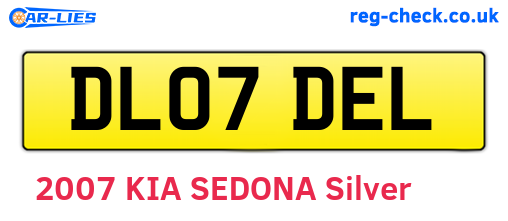 DL07DEL are the vehicle registration plates.