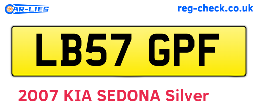 LB57GPF are the vehicle registration plates.