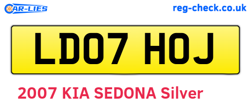 LD07HOJ are the vehicle registration plates.