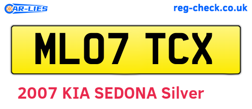 ML07TCX are the vehicle registration plates.