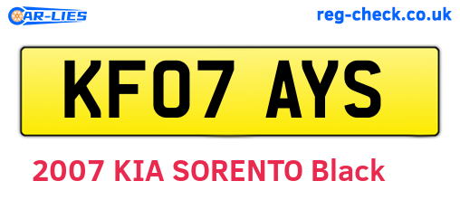 KF07AYS are the vehicle registration plates.