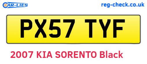 PX57TYF are the vehicle registration plates.