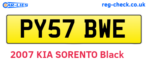 PY57BWE are the vehicle registration plates.