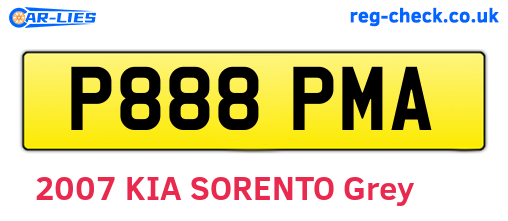P888PMA are the vehicle registration plates.