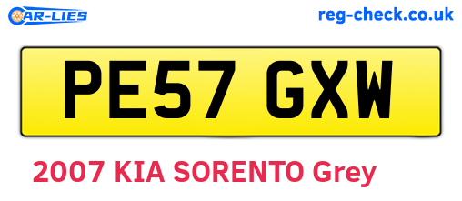 PE57GXW are the vehicle registration plates.