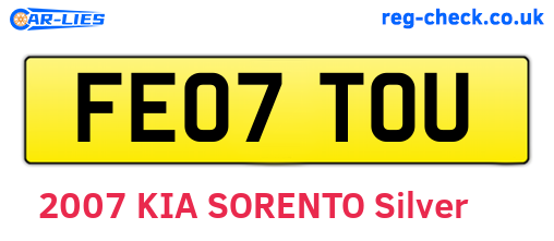 FE07TOU are the vehicle registration plates.
