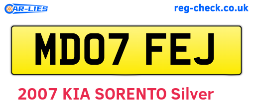 MD07FEJ are the vehicle registration plates.