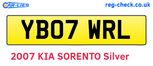 YB07WRL are the vehicle registration plates.