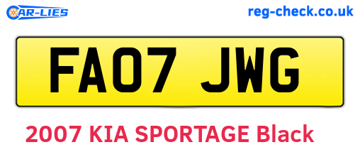 FA07JWG are the vehicle registration plates.