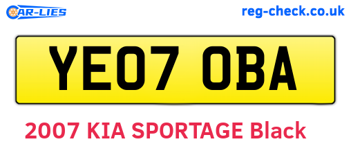 YE07OBA are the vehicle registration plates.