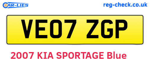 VE07ZGP are the vehicle registration plates.