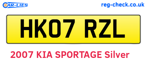 HK07RZL are the vehicle registration plates.