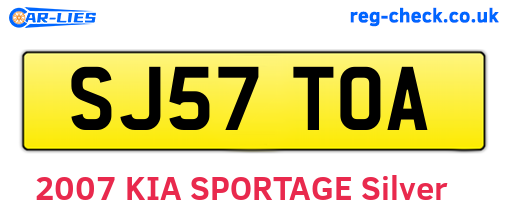 SJ57TOA are the vehicle registration plates.