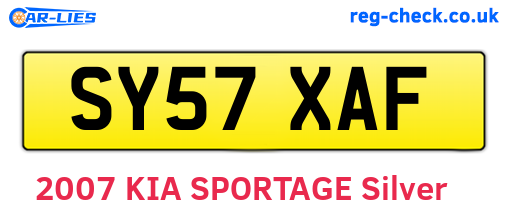 SY57XAF are the vehicle registration plates.