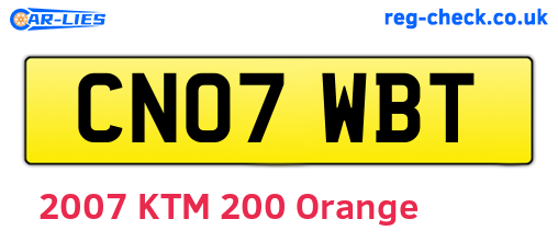CN07WBT are the vehicle registration plates.
