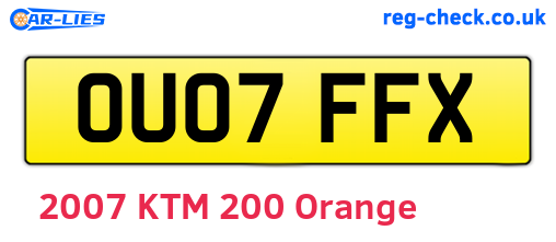 OU07FFX are the vehicle registration plates.