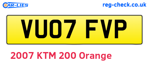 VU07FVP are the vehicle registration plates.