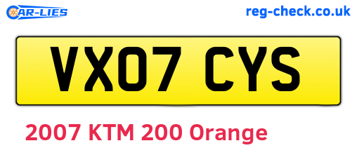 VX07CYS are the vehicle registration plates.