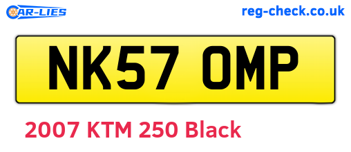 NK57OMP are the vehicle registration plates.