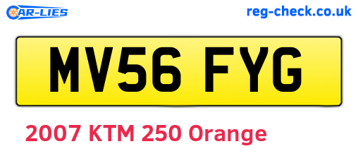 MV56FYG are the vehicle registration plates.