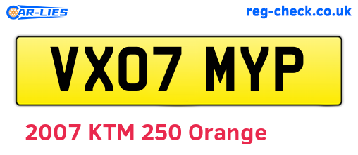 VX07MYP are the vehicle registration plates.