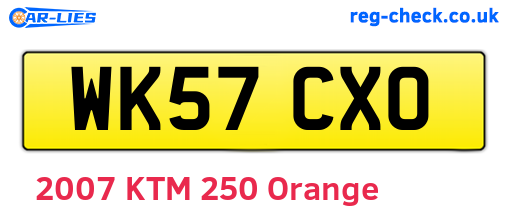 WK57CXO are the vehicle registration plates.