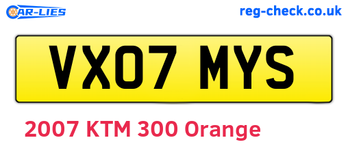 VX07MYS are the vehicle registration plates.