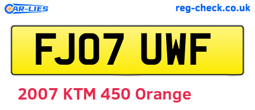 FJ07UWF are the vehicle registration plates.