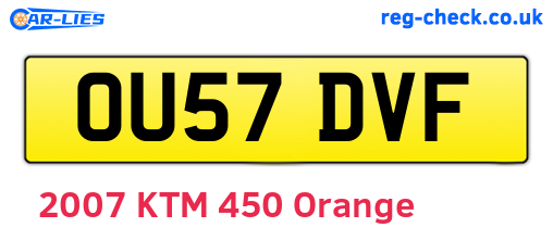OU57DVF are the vehicle registration plates.