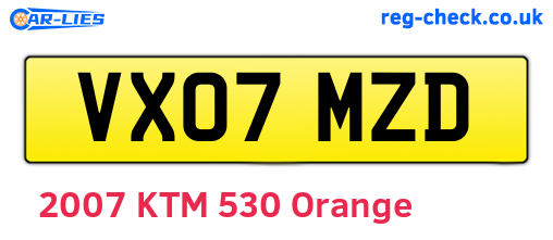 VX07MZD are the vehicle registration plates.