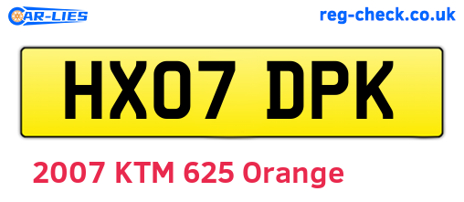 HX07DPK are the vehicle registration plates.