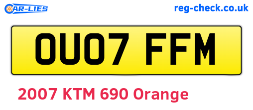 OU07FFM are the vehicle registration plates.