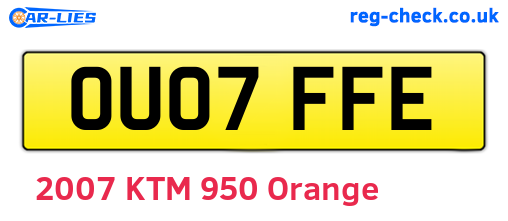 OU07FFE are the vehicle registration plates.
