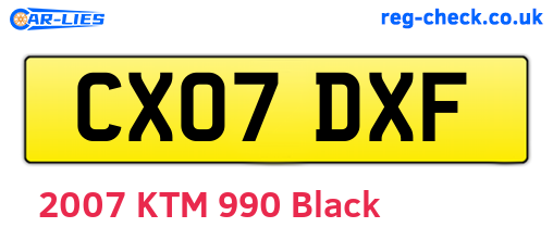 CX07DXF are the vehicle registration plates.