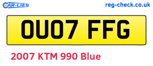 OU07FFG are the vehicle registration plates.