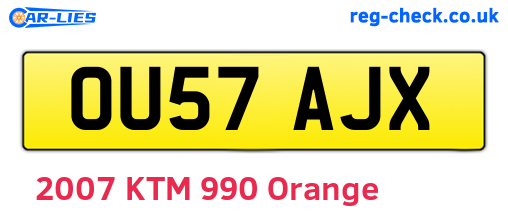 OU57AJX are the vehicle registration plates.