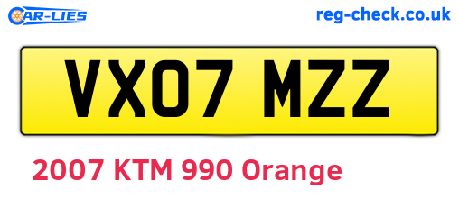 VX07MZZ are the vehicle registration plates.